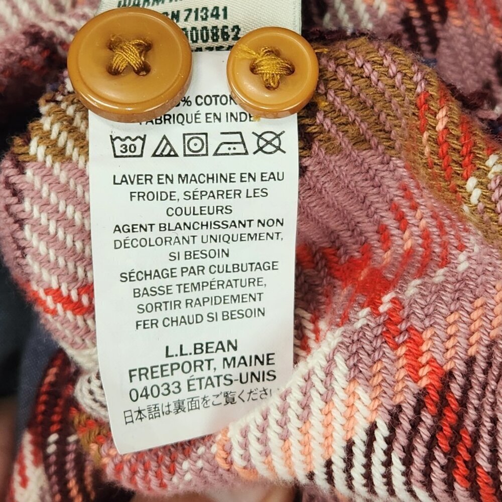 L.L. Bean Women's 912 Overshirt Plaid Shacket Women's L Purple Button Up Shirt - Picture 9 of 10